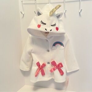 Little Lass Baby Girl Fleece Unicorn Hood Coat Size 12 Months New With Tag